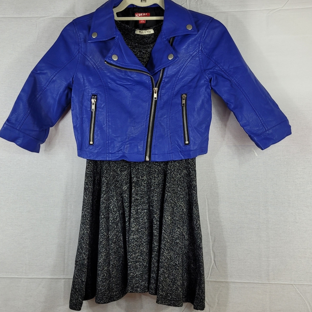2pc Bundle Faux Leather Vest & Open shoulder Dress